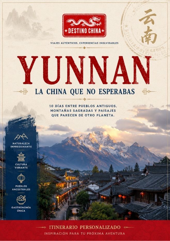 imagen con itinerario de yunnan, china